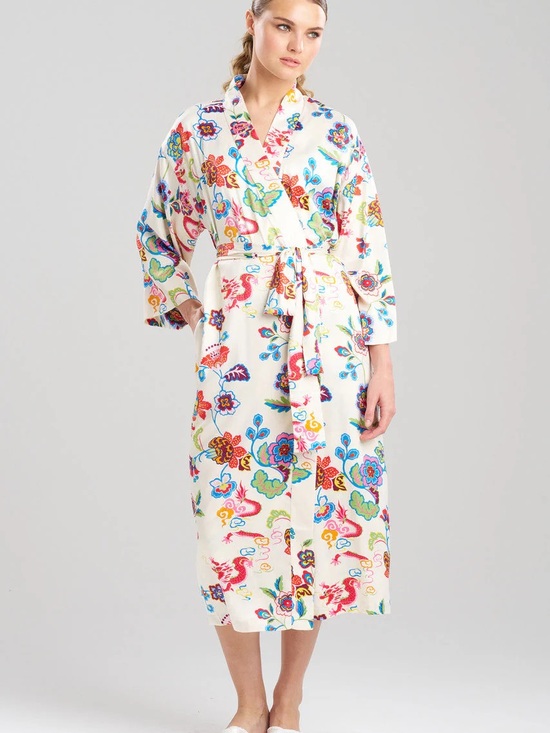 Natori Other - Natori Fleur Dragon Floral Robe with Tie Sash & Pockets